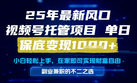 25年最新风口，视频号托管项目，单日保底变现1k+，手把手教学 - 奉壹网创-奉壹网创