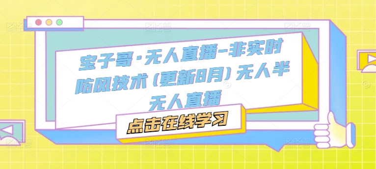 宝子哥·无人直播-非实时防风技术(更新25年5月)无人半无人直播 - 奉壹网创-奉壹网创