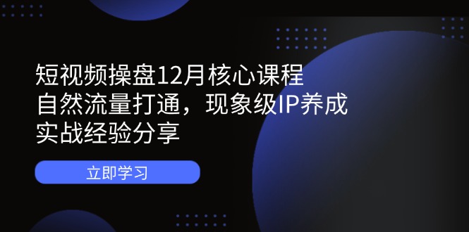 短视频操盘12月核心课程：自然流量打通，现象级IP养成，实战经验分享 - 奉壹网创-奉壹网创