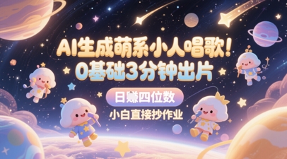 AI生成萌系小人唱歌，0基础3分钟出片，28个作品涨粉8.9W，单条最高19W赞，日入四位数，小白直接抄作业 - 奉壹网创-奉壹网创