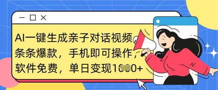 AI一键生成亲子对话视频，条条爆款，一部手机即可操作，单日变现数张 - 奉壹网创-奉壹网创