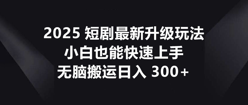 2025短剧最新升级玩法，小白也能快速上手，无脑搬运日入300+ - 奉壹网创-奉壹网创