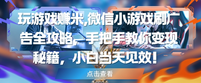 玩游戏挣米，微信小游戏刷广告全攻略，手把手教你变现秘籍，小白当天见效 - 奉壹网创-奉壹网创