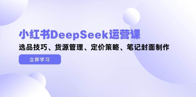 小红书DeepSeek运营课，选品技巧、货源管理、定价策略、笔记封面制作 - 奉壹网创-奉壹网创