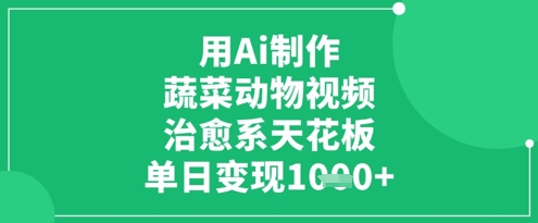 用Ai制作蔬菜动物视频，治愈系天花板，单日变现1k - 奉壹网创-奉壹网创