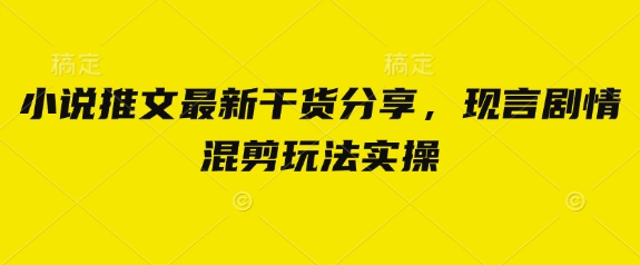小说推文最新干货分享，现言剧情混剪玩法实操 - 奉壹网创-奉壹网创