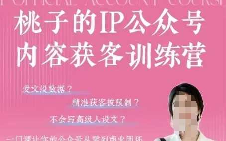 桃子IP公众号内容获客训练营(第3期)，一门让你公众号从0到商业闭环的课程 - 奉壹网创-奉壹网创