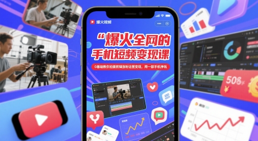 爆火全网的手机短视频变现课，0基础教你拍摄剪辑涨粉运营变现，用一部手机挣钱 - 奉壹网创-奉壹网创