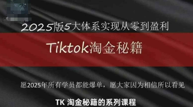 TikTok跨境2025淘金秘籍，​2025TikTok从0到盈利变现 - 奉壹网创-奉壹网创
