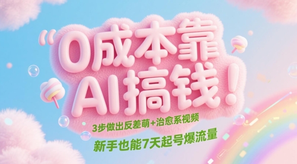 0成本靠AI搞钱！3步做出反差萌+治愈系视频，新手也能7天起号爆流量 - 奉壹网创-奉壹网创