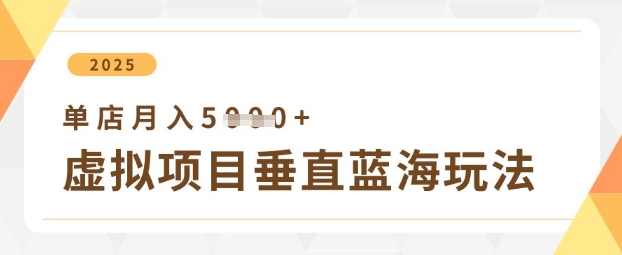 虚拟项目垂直玩法，实现单店月入5k+ - 奉壹网创-奉壹网创