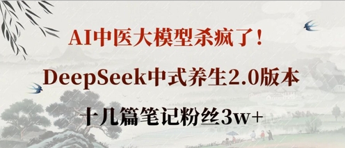 AI中医大模型杀疯了！DeepSeek中式养生2.0版本，十几篇笔记粉丝3w+ - 奉壹网创-奉壹网创