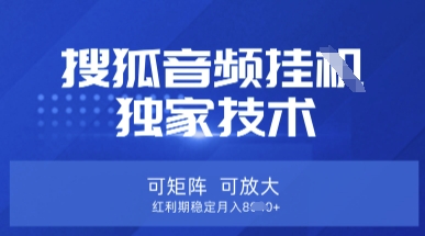 【搜狐音频挂G】独家技术，可矩阵可放大，红利期稳定月入8k【揭秘】 - 奉壹网创-奉壹网创