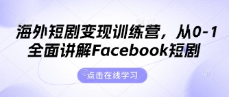 海外短剧变现训练营，从0-1全面讲解Facebook短剧 - 奉壹网创-奉壹网创