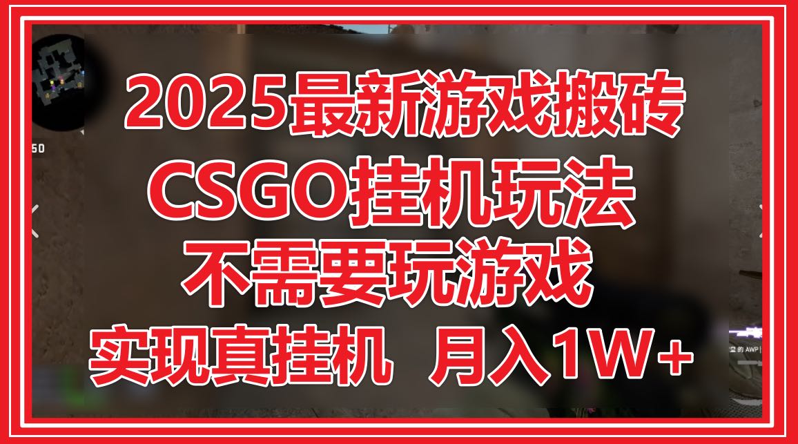 2025最新游戏搬砖，CSGO挂机，不需要玩游戏，实现真挂机，月入1W+ - 奉壹网创-奉壹网创