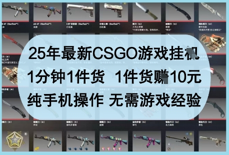 25年最新CSGO游戏挂G，1分钟1件货，1件货挣10元，纯手机操作，无需游戏经验【揭秘】 - 奉壹网创-奉壹网创