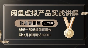 精品！闲鱼虚拟产品实战讲解，新手一部手机即可操作，副业月利润可达5k+ - 奉壹网创-奉壹网创