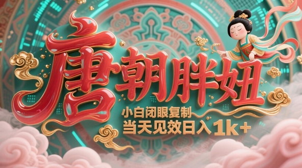 用AI克隆“唐朝胖妞”日更3条，平台疯狂推流，小白闭眼复制，当天见效，日入1k+ - 奉壹网创-奉壹网创