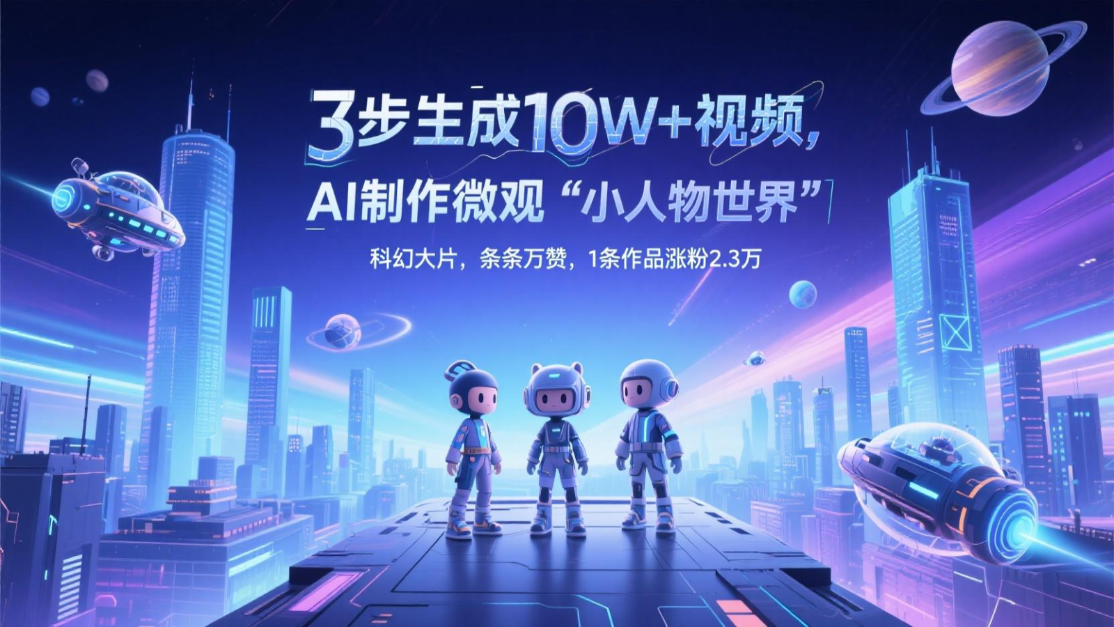 三步生成10W+视频，AI制作微观“小人物世界”科幻大片，条条万赞，1条作品涨粉2.3万 - 奉壹网创-奉壹网创