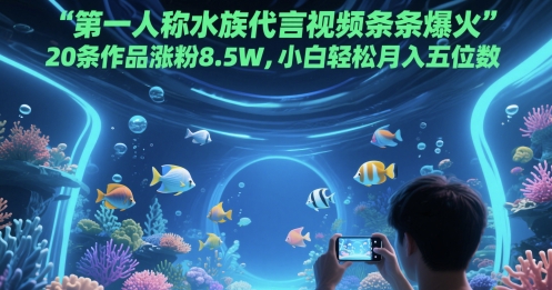 第一人称水族代言视频条条爆火，20条作品涨粉8.5W，小白轻松月入五位数 - 奉壹网创-奉壹网创
