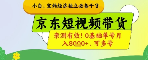 小白宝妈经济独立必备干货，京东短视频带货，亲测有效!0基础单号月入8k+，可多号【揭秘】 - 奉壹网创-奉壹网创