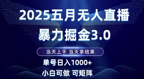 2025五月无人直播暴力掘金3.0，当天上手，当天拿结果，单号日入1k+小白可做可矩阵【揭秘】 - 奉壹网创-奉壹网创