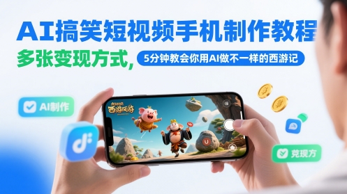 AI搞笑短视频手机制作教程，多张变现方式，5分钟教会你用AI做不一样的西游记 - 奉壹网创-奉壹网创