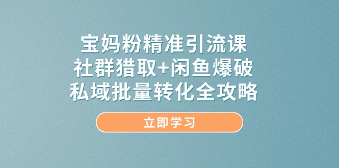宝妈粉精准引流课，社群猎取+闲鱼爆破，私域批量转化全攻略 - 奉壹网创-奉壹网创