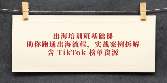 出海培训班基础课，助你跑通出海流程，实战案例拆解，含 TikTok 榜单资源 - 奉壹网创-奉壹网创